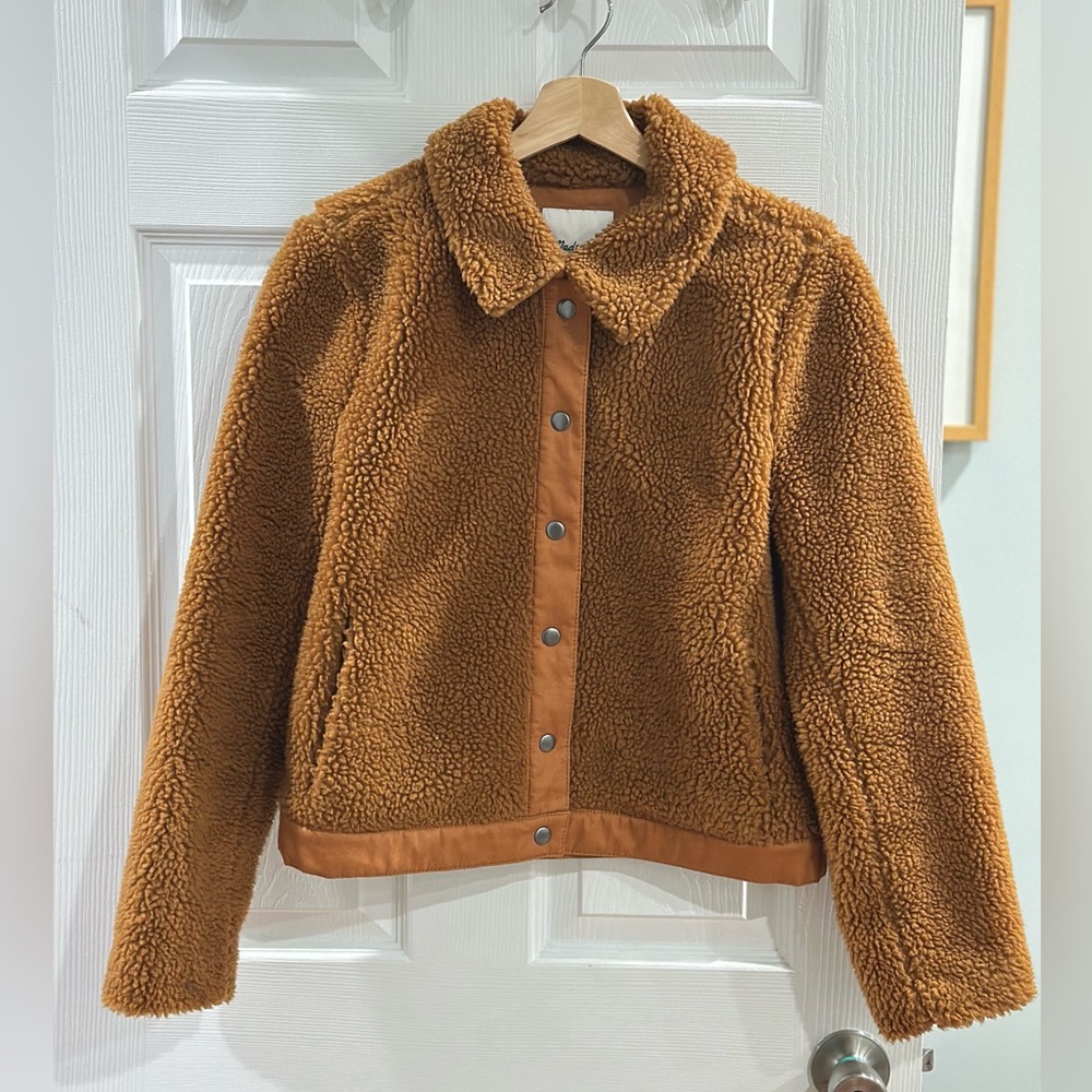 Madewell Sherpa button up jacket rust size medium